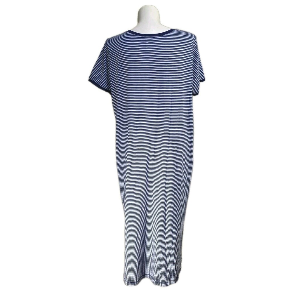 Anthony Richards VTG Knit Maxi Beach Lounge Dress Vneck Navy Stripe Size 2X - Picture 4 of 11